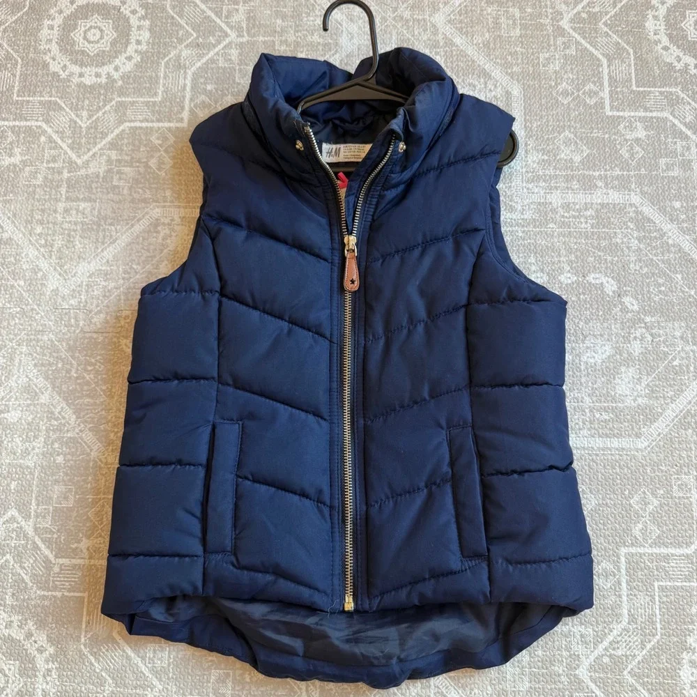 H&M Kids Navy‎ Blue Puffer Vest Sleeveless Jacket Size 6-8 Years